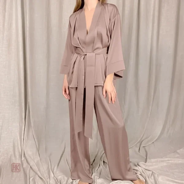 pyjama-kimono-brun-ample-1 Pyjama Kimono Brun Ample pour femme