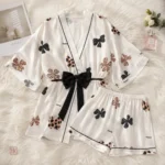 Pyjama kimono élégant avec nœud pour des nuits confortables