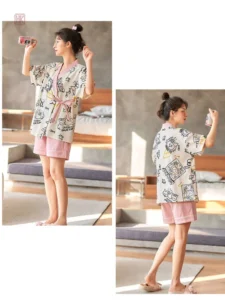 Vêtement confortable pour femme, style kimono avec chat