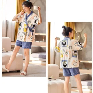 Variété de pyjamas kimono pour femmes, design chic et moderne