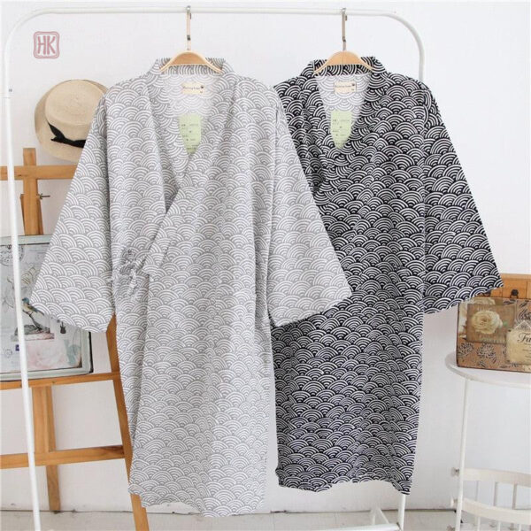 Pyjama japonisant pour homme, design vagues apaisantes