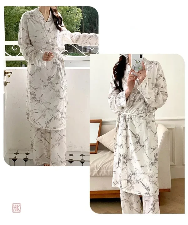 Pyjama Kimono Imprimé Blanc, style élégant et confortable