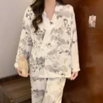 Pyjama Kimono avec motifs inspirés du bambou pour femme