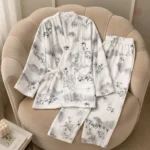 Vêtement de nuit en kimono avec motifs de bambou féminin