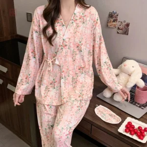 Pyjama Kimono Rose Floral pour femme
