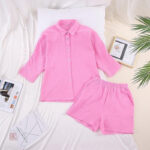 Pyjama rose doux pour femme en style kimono