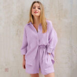 Pyjama violet femme en kimono, style élégant et confortable