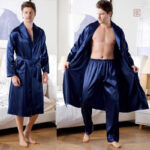 Peignoir kimono homme en bleu élégant