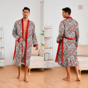 Robe de chambre satinée courte pour homme