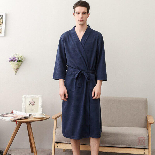 robe-de-chambre-homme-bleu-marine-1 Robe de chambre homme bleu marine en style kimono