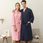 Robe de chambre en tissu doux pour homme, bleu marine