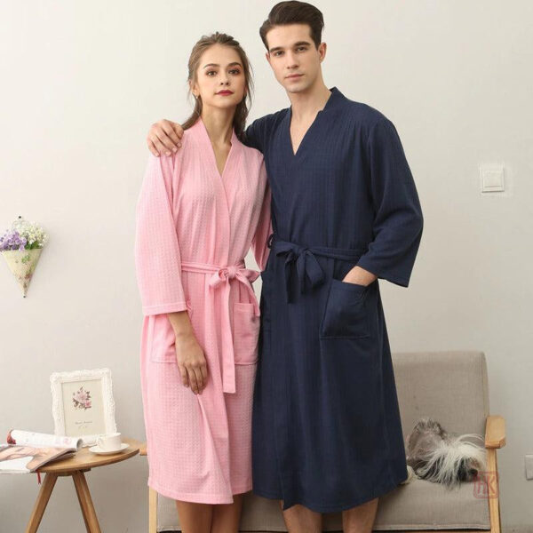 Robe de chambre en tissu doux pour homme, bleu marine