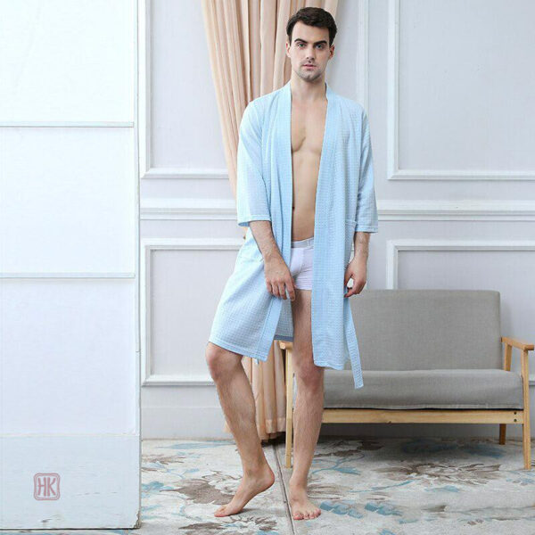 Robe de chambre douce pour homme en kimono