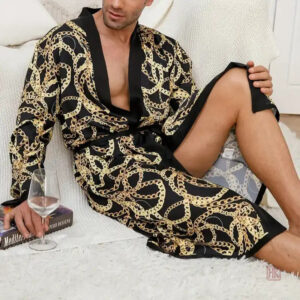 Robe de chambre homme fantaisie en kimono élégant