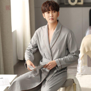 Robe de chambre homme gris en style kimono