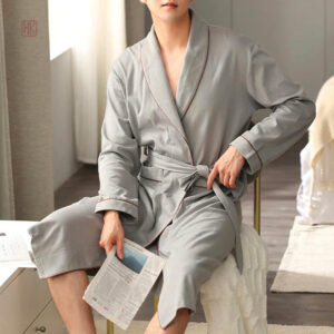 Peignoir kimono pour homme en teinte grise