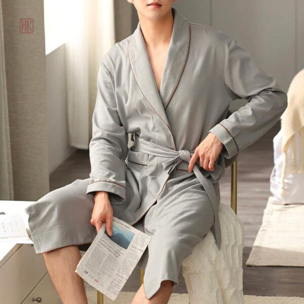Peignoir kimono pour homme en teinte grise