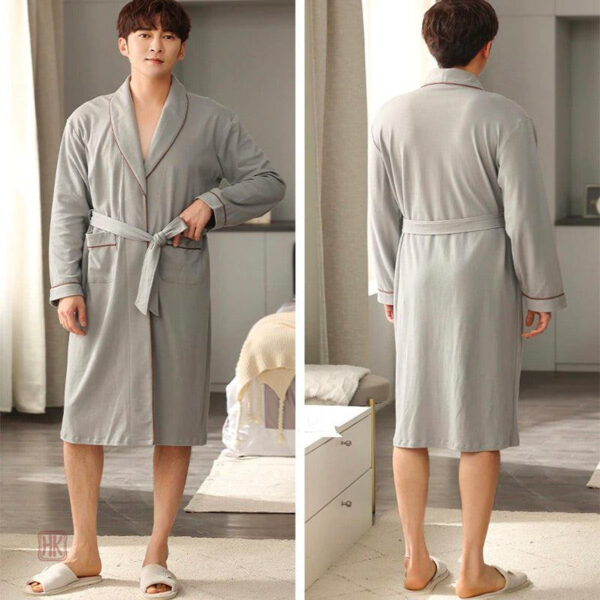 Robe de chambre élégante pour homme, modèle kimono gris