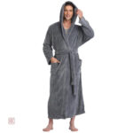 Peignoir kimono homme en polaire gris