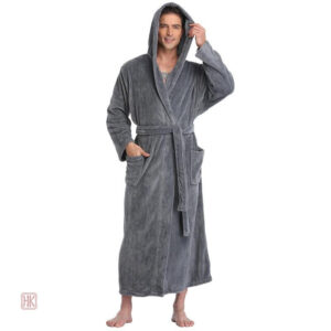 Peignoir kimono homme en polaire gris
