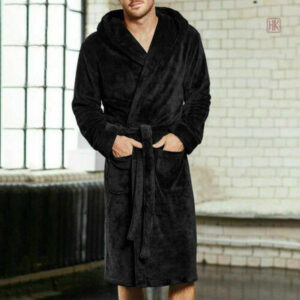 Robe de chambre polaire noire pour homme