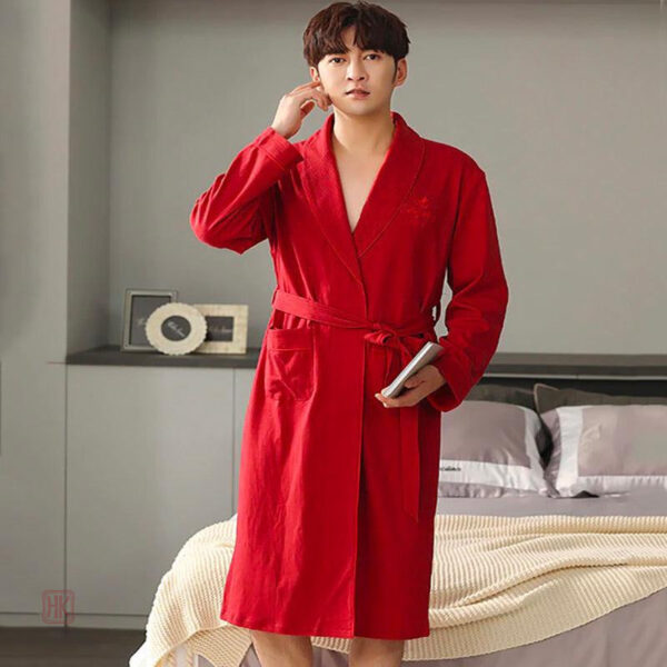 Peignoir kimono homme rouge, style élégant et confortable