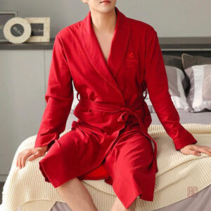 Robe de chambre rouge pour homme, tissu doux et léger