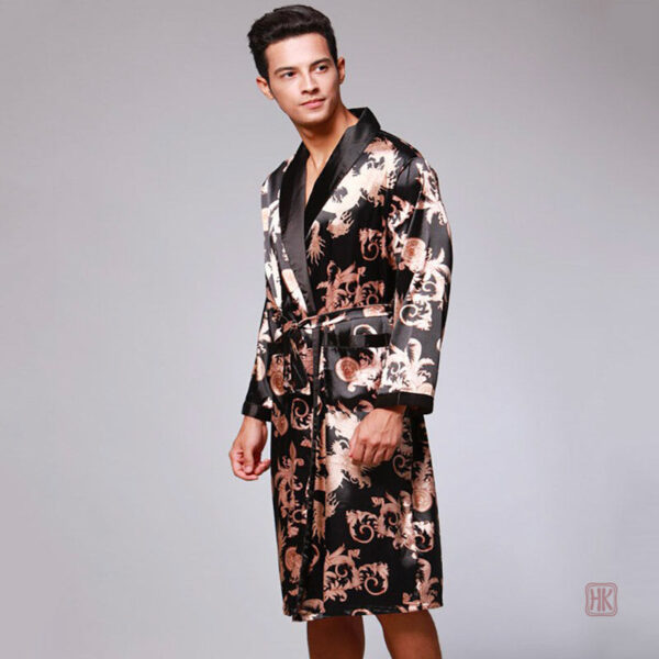 Robe de chambre satin homme longue