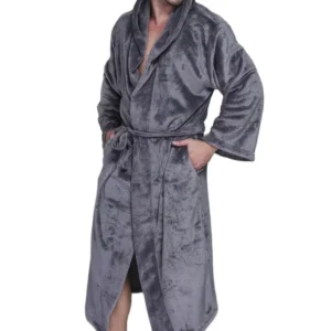 Robe de chambre homme en velours, style kimono