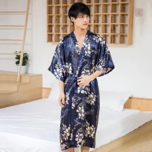 Robe de chambre vintage pour homme en kimono élégant