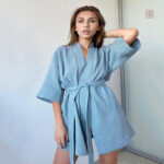Robe de chambre kimono en coton pour femme
