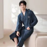 Robe de chambre longue chaude pour homme