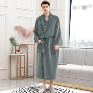 Robe de chambre longue polaire pour homme