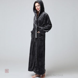 Robe de chambre noire femme en style kimono