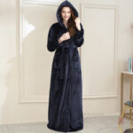 Robe de chambre polaire longue pour femme, style kimono