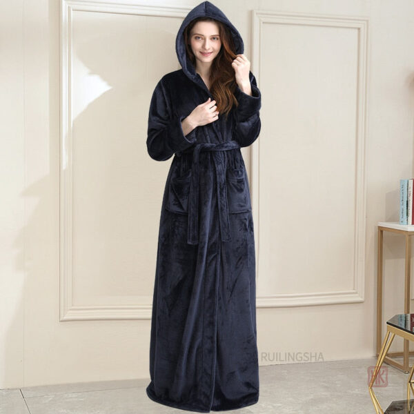 Robe de chambre polaire longue pour femme, style kimono