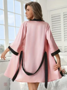Kimono court rose pour femme, style décontracté