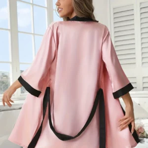 Kimono court rose pour femme, style décontracté