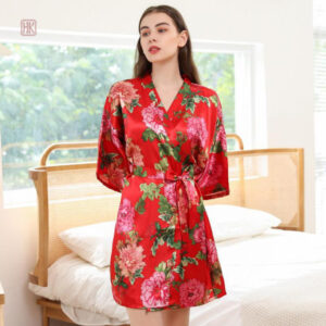 Peignoir kimono femme en rouge pour un look chic
