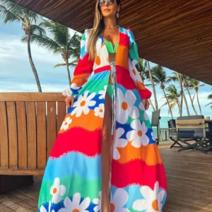 Robe de Plage Élégante Kimono