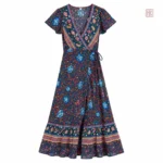 Robe légère à motif floral bleu pour femme