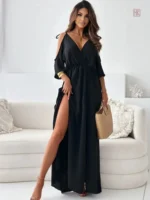 Robe kimono décontractée à manches ouvertes