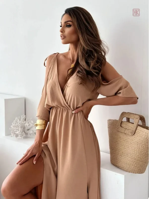 Robe légère kimono à décolleté dégagé