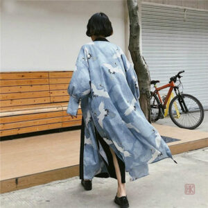 Robe kimono aux motifs asiatiques colorés