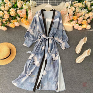 Robe kimono avec manches larges et coupe ample