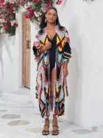 Robe Kimono colorée aux motifs vifs
