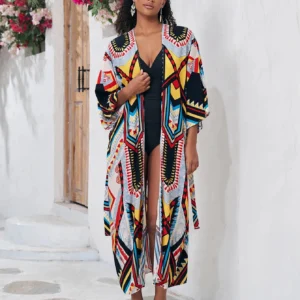 Robe Kimono colorée aux motifs vifs