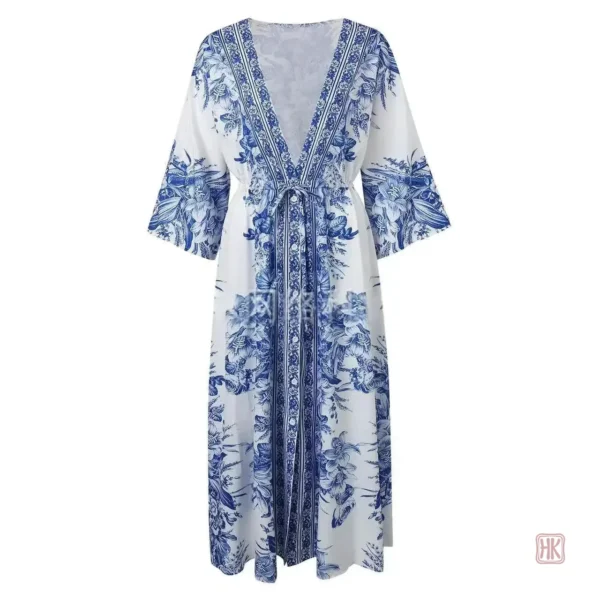 Robe Kimono Bleu Élégante
