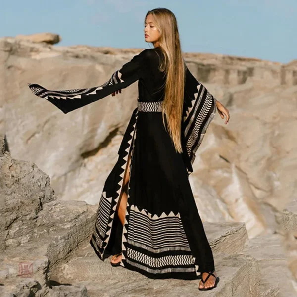 Robe Boho avec Manches Évasées