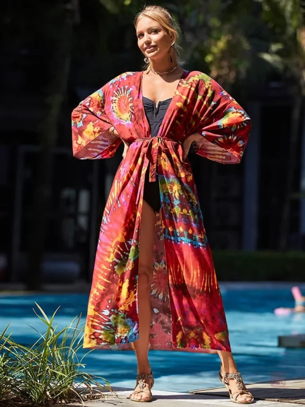 Robe légère kimono avec des couleurs vives et éclatantes